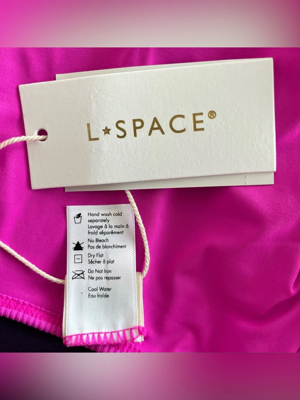 L*Space Bikini Set Lindsay Convertible Top & Remi Bottom XL Fuschia Ribbed Swim